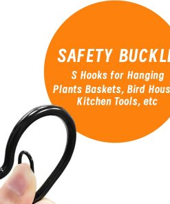 Alternative view of 12 PCS S Hooks for Hanging with Safety Buckle. 3.5 inch Heavy Duty Metal S Shaped Hooks for Kitchen Utensil. Cups. Pots. Plants. Bags. Hats (Black)