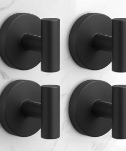 Heavy Duty Suction Cup Hooks for Glass Window.Tile.Mirror.Removable Shower Hooks for Inside Shower.Metal Towel Hooks for Bathroom.4 Pack(Black)