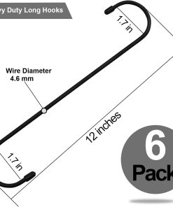 Alternative view of ESFUN 6 Pack 12 inch Extra Large S Hooks Black Heavy Duty Long S Hooks for Hanging Plant Extension Hooks for Kitchenware.Utensils.Pergola.Closet.Flower Basket.Garden.Patio.Indoor Outdoor Uses