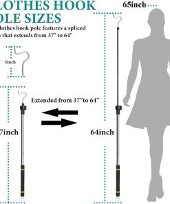 Alternative view of Clothes Hanger Reaching Hook Telescopic Adjustment clothes hook pole Light and can Extend from 37 to 65 with 4.7 Hook and Sponge Handle.