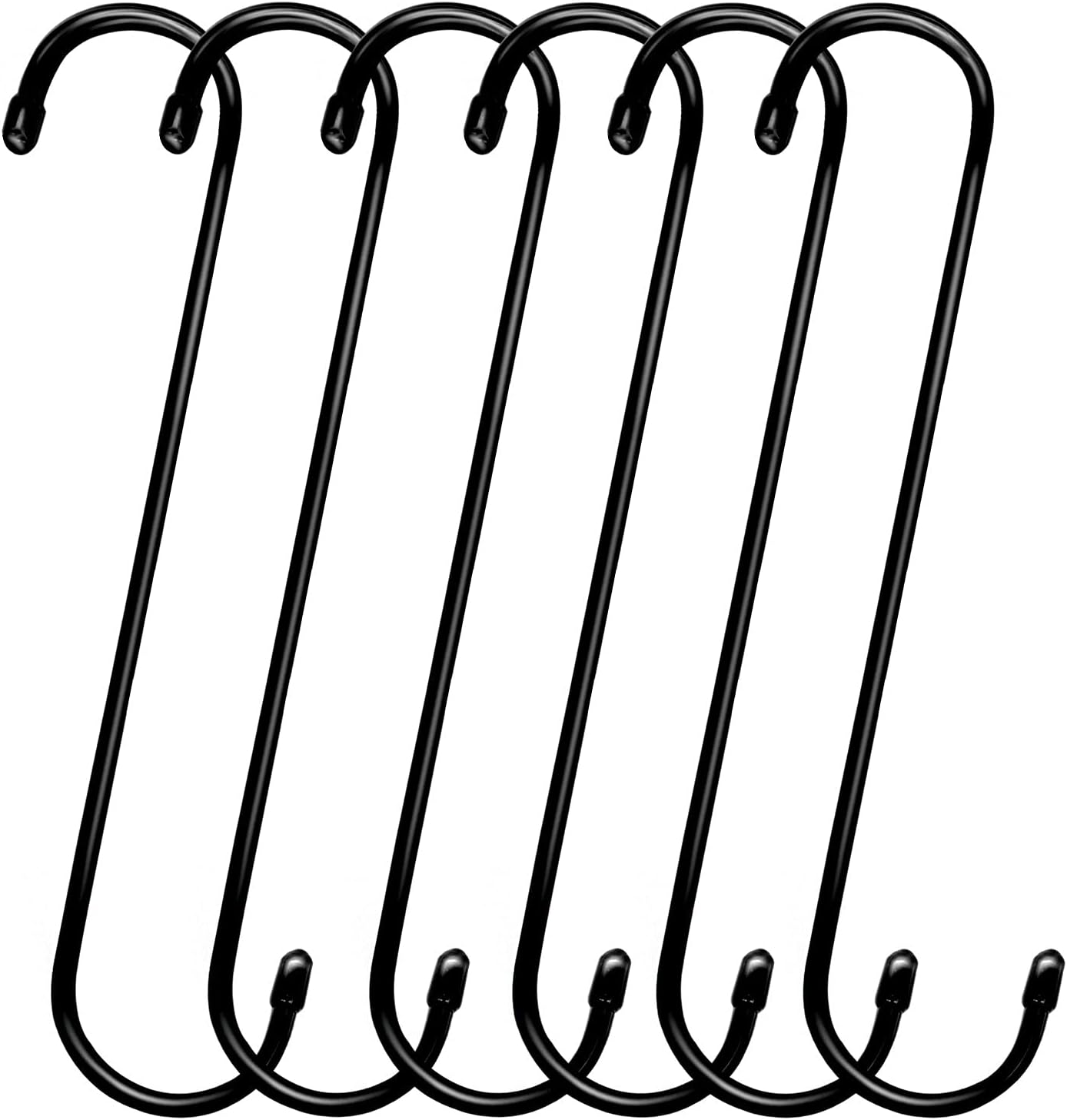 ESFUN 6 Pack 12 inch Extra Large S Hooks Black Heavy Duty Long S Hooks for Hanging Plant Extension Hooks for Kitchenware.Utensils.Pergola.Closet.Flower Basket.Garden.Patio.Indoor Outdoor Uses